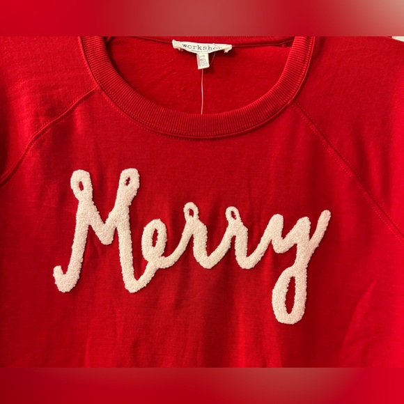 #1569 - 2 pc Set Christmas Holiday Red Sweatsuit with MERRY in White - Picture 2 of 10